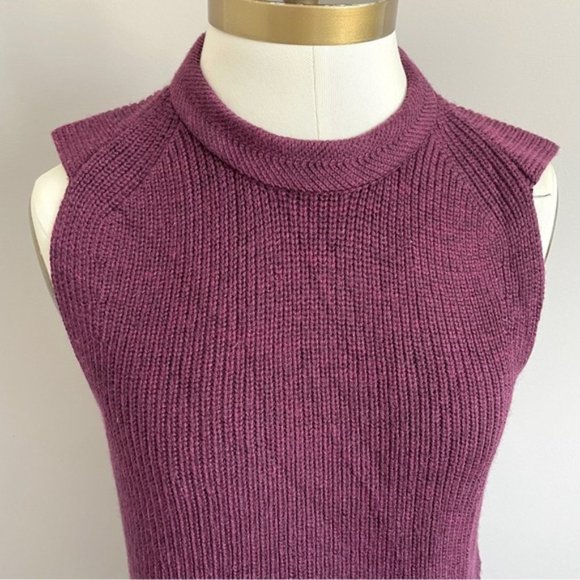 Aritzia Wilfred Burgundy Palmier 100% Wool Sleeveless Sweater Tunic - XS/S ❤️ - Picture 4 of 10